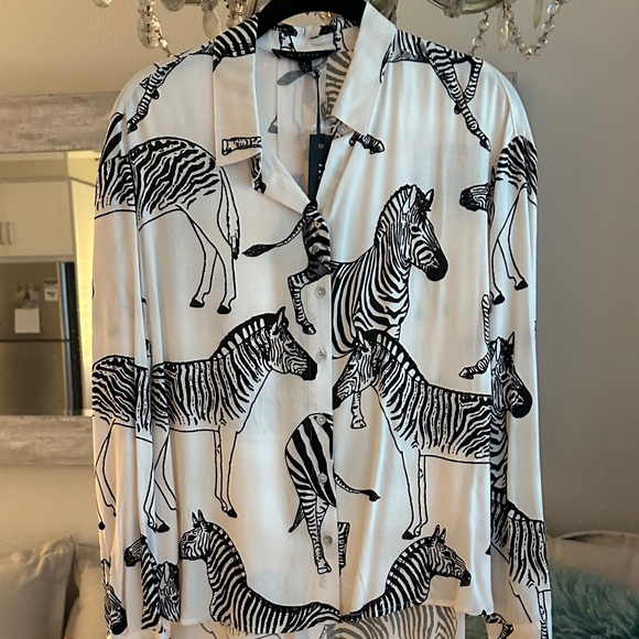 Jane and Delancey Tops - Jane and Delancey Black and White Zebra Print Blouse